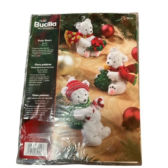 Bucilla Felt Ornament Kit Polar Bears Christmas Craft Set For DIY vintage 85314 - Picture 2 of 5
